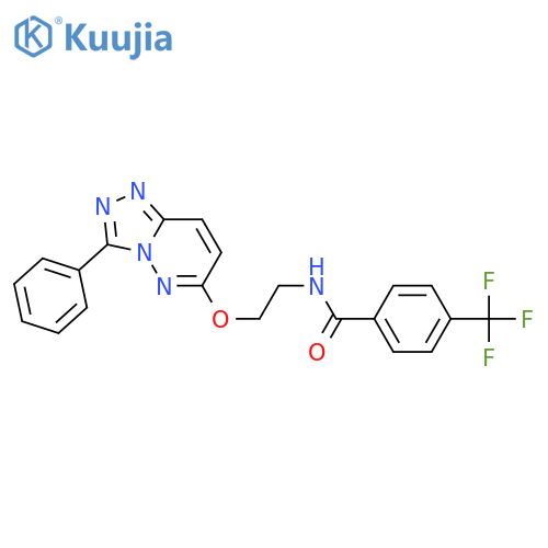 N-2-({3-phenyl-1,2,4triazolo4,3-bpyridazin-6-yl}oxy)ethyl-4-(trifluoromethyl)benzamide structure