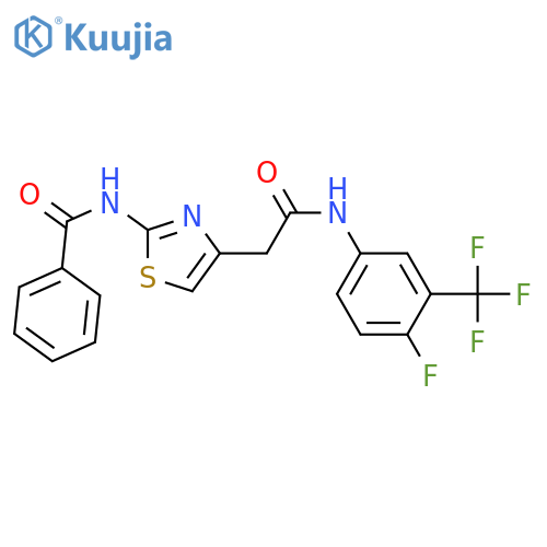 N-4-({4-fluoro-3-(trifluoromethyl)phenylcarbamoyl}methyl)-1,3-thiazol-2-ylbenzamide structure