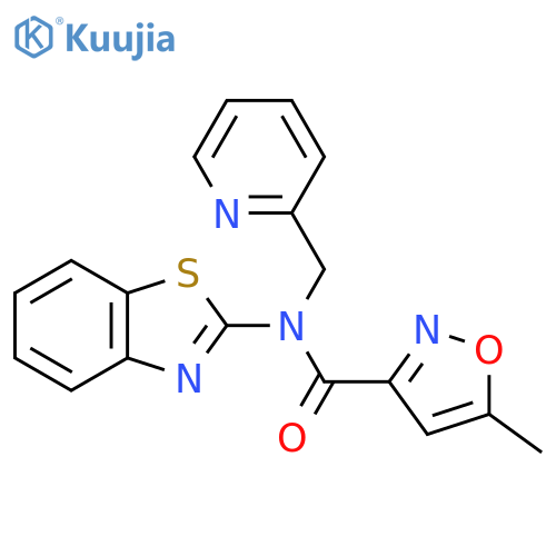 N-(1,3-benzothiazol-2-yl)-5-methyl-N-(pyridin-2-yl)methyl-1,2-oxazole-3-carboxamide structure