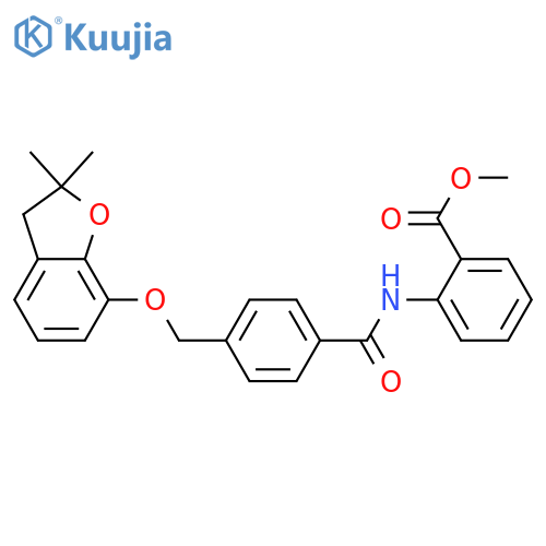 methyl 2-(4-{(2,2-dimethyl-2,3-dihydro-1-benzofuran-7-yl)oxymethyl}benzamido)benzoate structure