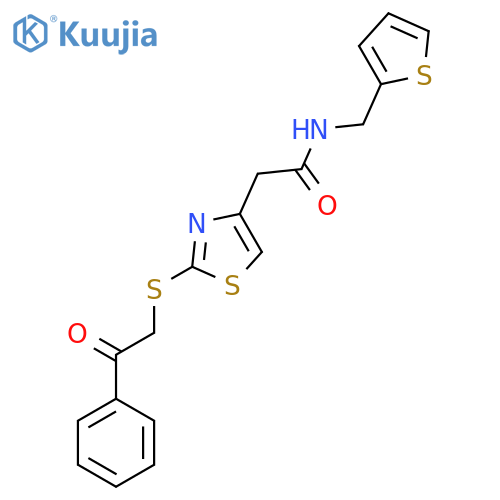 2-{2-(2-oxo-2-phenylethyl)sulfanyl-1,3-thiazol-4-yl}-N-(thiophen-2-yl)methylacetamide structure