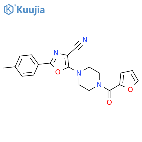5-4-(furan-2-carbonyl)piperazin-1-yl-2-(4-methylphenyl)-1,3-oxazole-4-carbonitrile structure