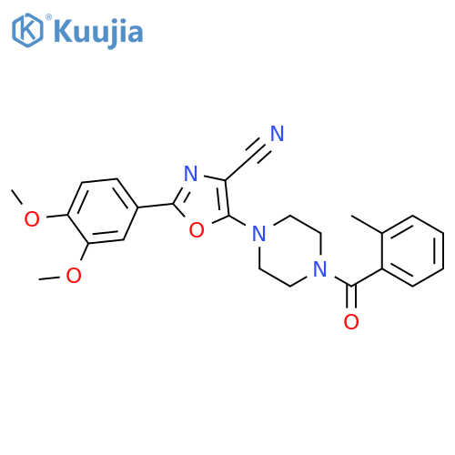 2-(3,4-dimethoxyphenyl)-5-4-(2-methylbenzoyl)piperazin-1-yl-1,3-oxazole-4-carbonitrile structure