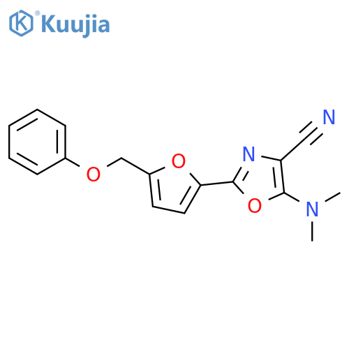 5-(dimethylamino)-2-5-(phenoxymethyl)furan-2-yl-1,3-oxazole-4-carbonitrile structure