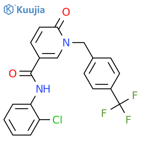 N-(2-chlorophenyl)-6-oxo-1-{4-(trifluoromethyl)phenylmethyl}-1,6-dihydropyridine-3-carboxamide structure