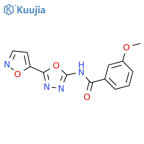3-methoxy-N-5-(1,2-oxazol-5-yl)-1,3,4-oxadiazol-2-ylbenzamide structure