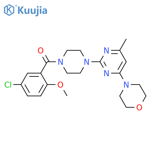 4-{2-4-(5-chloro-2-methoxybenzoyl)piperazin-1-yl-6-methylpyrimidin-4-yl}morpholine structure