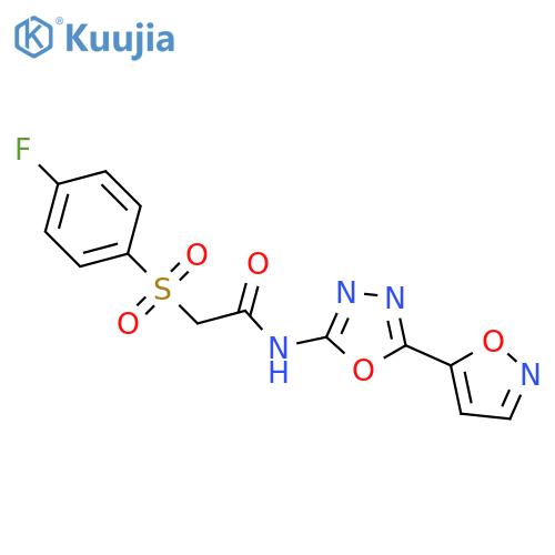 2-(4-fluorobenzenesulfonyl)-N-5-(1,2-oxazol-5-yl)-1,3,4-oxadiazol-2-ylacetamide structure