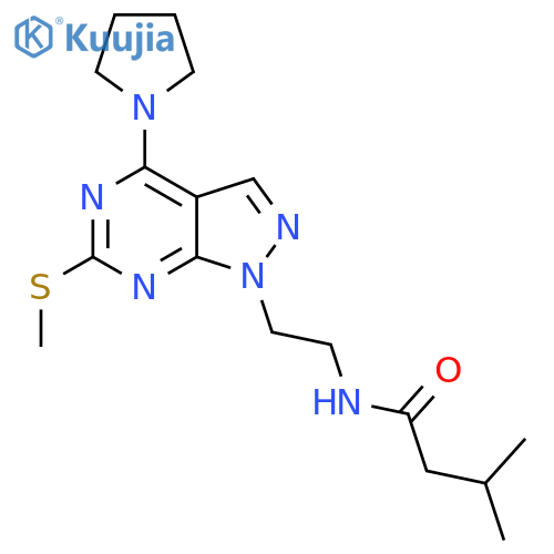 3-methyl-N-{2-6-(methylsulfanyl)-4-(pyrrolidin-1-yl)-1H-pyrazolo3,4-dpyrimidin-1-ylethyl}butanamide structure