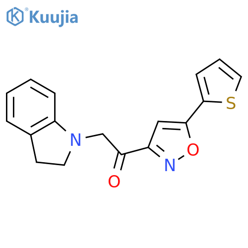 1-(2,3-dihydro-1H-indol-1-yl)-2-5-(thiophen-2-yl)-1,2-oxazol-3-ylethan-1-one structure