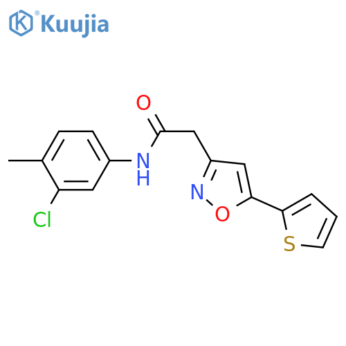 N-(3-chloro-4-methylphenyl)-2-5-(thiophen-2-yl)-1,2-oxazol-3-ylacetamide structure