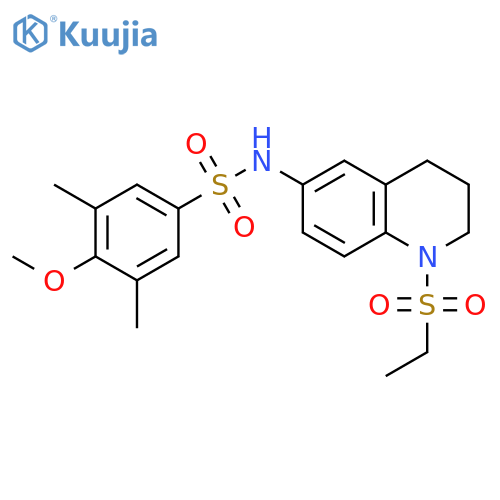 N-1-(ethanesulfonyl)-1,2,3,4-tetrahydroquinolin-6-yl-4-methoxy-3,5-dimethylbenzene-1-sulfonamide structure