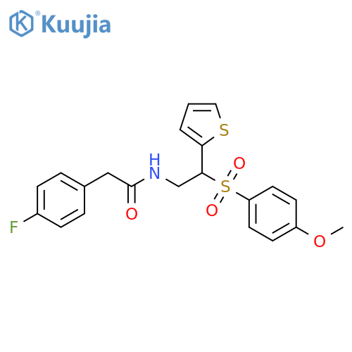 2-(4-fluorophenyl)-N-2-(4-methoxybenzenesulfonyl)-2-(thiophen-2-yl)ethylacetamide structure