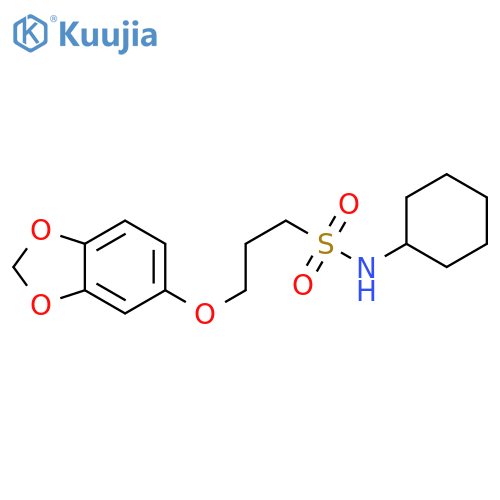 3-(2H-1,3-benzodioxol-5-yloxy)-N-cyclohexylpropane-1-sulfonamide structure