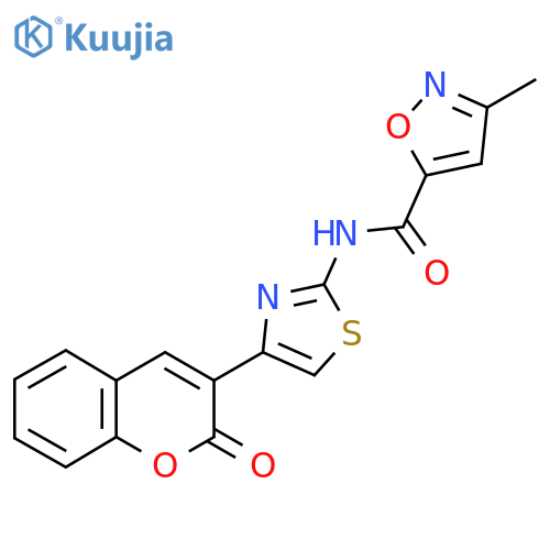 3-methyl-N-4-(2-oxo-2H-chromen-3-yl)-1,3-thiazol-2-yl-1,2-oxazole-5-carboxamide structure