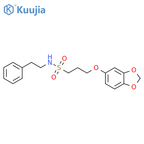 3-(2H-1,3-benzodioxol-5-yloxy)-N-(2-phenylethyl)propane-1-sulfonamide structure