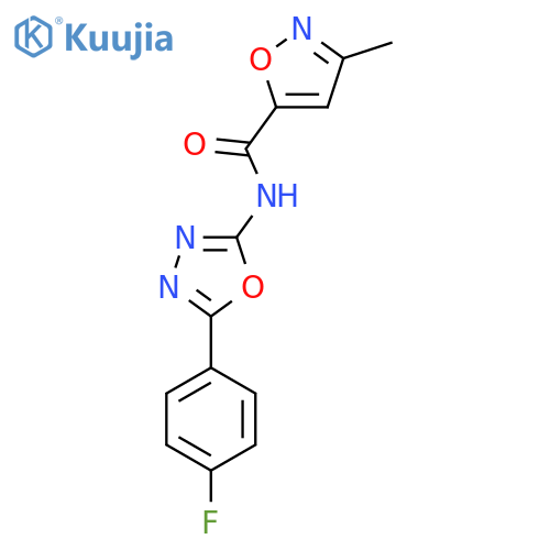N-5-(4-fluorophenyl)-1,3,4-oxadiazol-2-yl-3-methyl-1,2-oxazole-5-carboxamide structure
