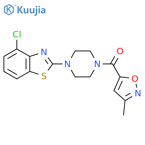 4-chloro-2-4-(3-methyl-1,2-oxazole-5-carbonyl)piperazin-1-yl-1,3-benzothiazole structure