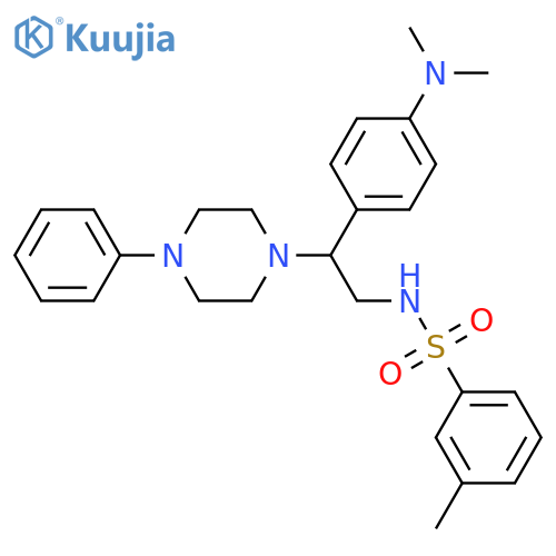 N-{2-4-(dimethylamino)phenyl-2-(4-phenylpiperazin-1-yl)ethyl}-3-methylbenzene-1-sulfonamide structure