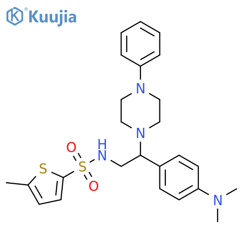 N-{2-4-(dimethylamino)phenyl-2-(4-phenylpiperazin-1-yl)ethyl}-5-methylthiophene-2-sulfonamide structure