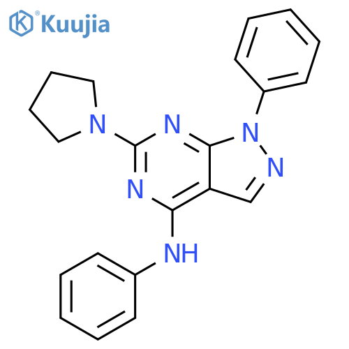 N,1-diphenyl-6-(pyrrolidin-1-yl)-1H-pyrazolo3,4-dpyrimidin-4-amine structure
