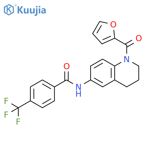 N-1-(furan-2-carbonyl)-1,2,3,4-tetrahydroquinolin-6-yl-4-(trifluoromethyl)benzamide structure