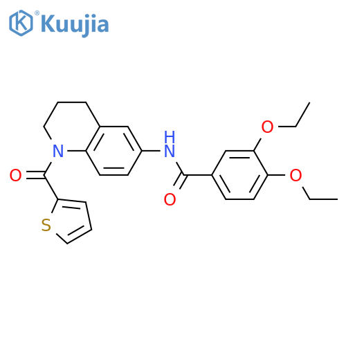 3,4-diethoxy-N-1-(thiophene-2-carbonyl)-1,2,3,4-tetrahydroquinolin-6-ylbenzamide structure