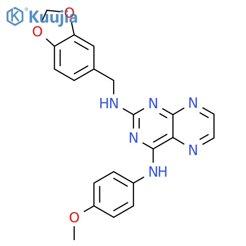 N2-(2H-1,3-benzodioxol-5-yl)methyl-N4-(4-methoxyphenyl)pteridine-2,4-diamine structure