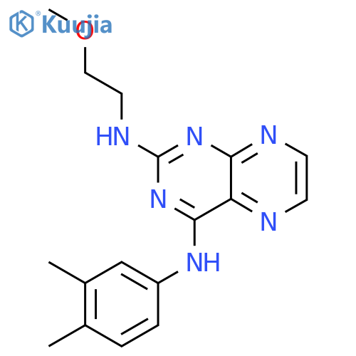 N4-(3,4-dimethylphenyl)-N2-(2-methoxyethyl)pteridine-2,4-diamine structure