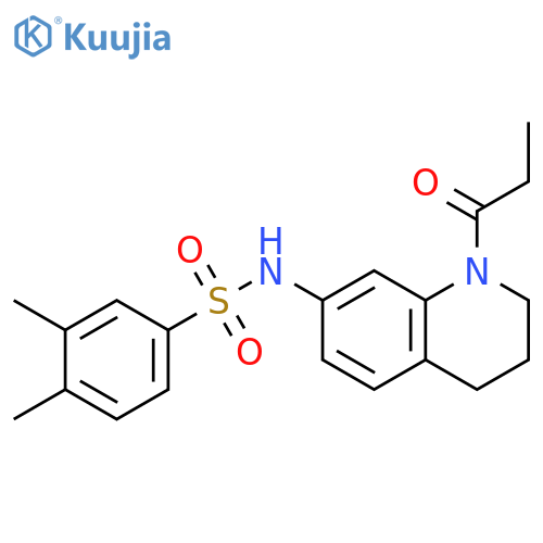 3,4-dimethyl-N-(1-propanoyl-1,2,3,4-tetrahydroquinolin-7-yl)benzene-1-sulfonamide structure
