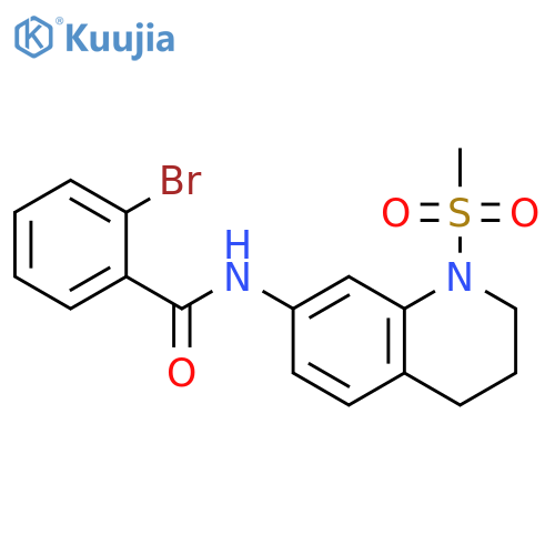 2-bromo-N-(1-methanesulfonyl-1,2,3,4-tetrahydroquinolin-7-yl)benzamide structure