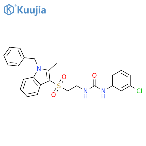 3-{2-(1-benzyl-2-methyl-1H-indol-3-yl)sulfonylethyl}-1-(3-chlorophenyl)urea structure