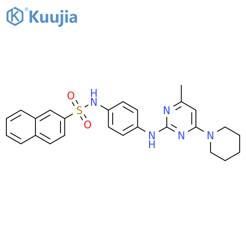 N-(4-{4-methyl-6-(piperidin-1-yl)pyrimidin-2-ylamino}phenyl)naphthalene-2-sulfonamide structure