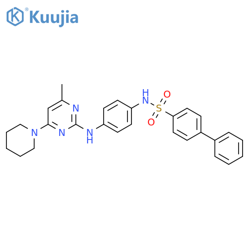 N-(4-{4-methyl-6-(piperidin-1-yl)pyrimidin-2-ylamino}phenyl)-1,1'-biphenyl-4-sulfonamide structure