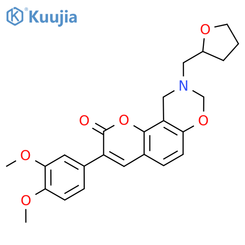 3-(3,4-dimethoxyphenyl)-9-(oxolan-2-yl)methyl-2H,8H,9H,10H-chromeno8,7-e1,3oxazin-2-one structure