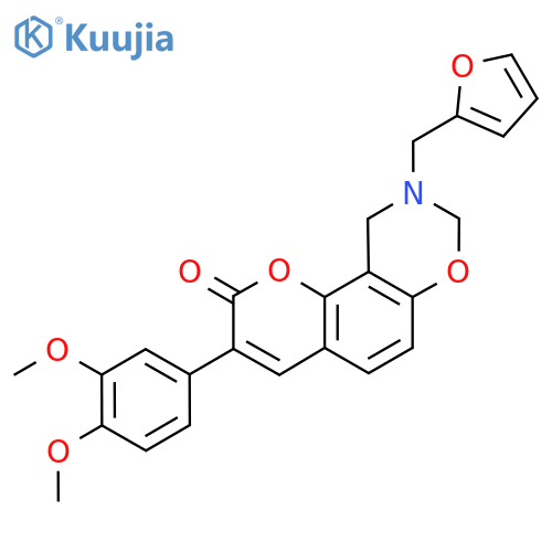 3-(3,4-dimethoxyphenyl)-9-(furan-2-yl)methyl-2H,8H,9H,10H-chromeno8,7-e1,3oxazin-2-one structure