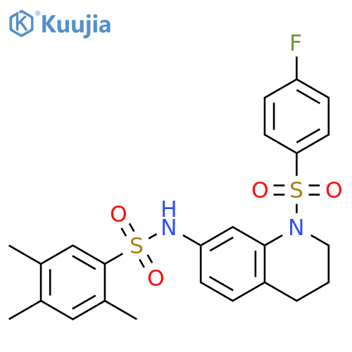 N-1-(4-fluorobenzenesulfonyl)-1,2,3,4-tetrahydroquinolin-7-yl-2,4,5-trimethylbenzene-1-sulfonamide structure