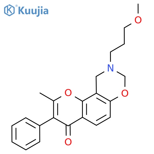 9-(3-methoxypropyl)-2-methyl-3-phenyl-4H,8H,9H,10H-chromeno8,7-e1,3oxazin-4-one structure