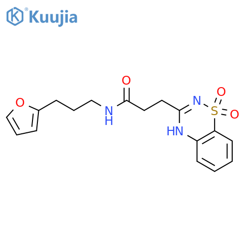 3-(1,1-dioxo-2H-1lambda6,2,4-benzothiadiazin-3-yl)-N-3-(furan-2-yl)propylpropanamide structure
