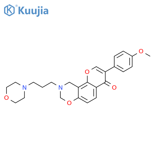 3-(4-methoxyphenyl)-9-3-(morpholin-4-yl)propyl-4H,8H,9H,10H-chromeno8,7-e1,3oxazin-4-one structure