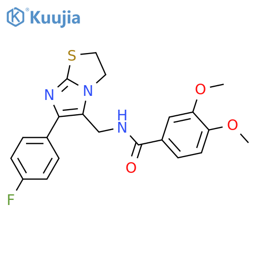 N-{6-(4-fluorophenyl)-2H,3H-imidazo2,1-b1,3thiazol-5-ylmethyl}-3,4-dimethoxybenzamide structure