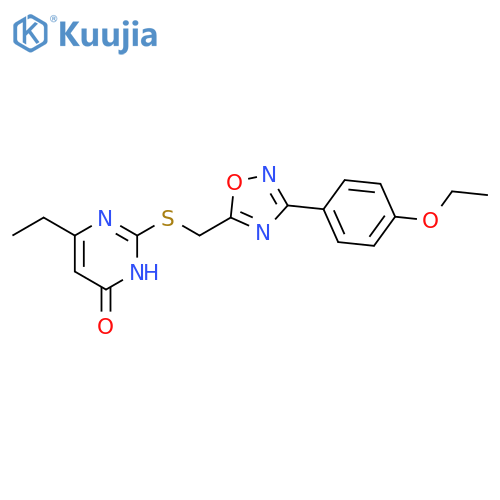 2-({3-(4-ethoxyphenyl)-1,2,4-oxadiazol-5-ylmethyl}sulfanyl)-6-ethyl-3,4-dihydropyrimidin-4-one structure