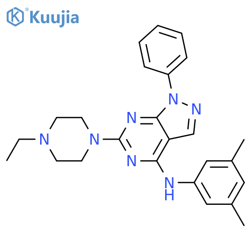 N-(3,5-dimethylphenyl)-6-(4-ethylpiperazin-1-yl)-1-phenyl-1H-pyrazolo3,4-dpyrimidin-4-amine structure