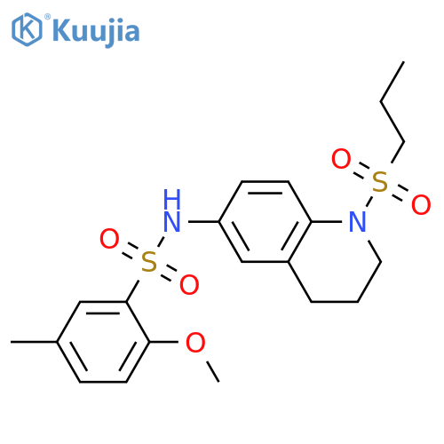 2-methoxy-5-methyl-N-1-(propane-1-sulfonyl)-1,2,3,4-tetrahydroquinolin-6-ylbenzene-1-sulfonamide structure