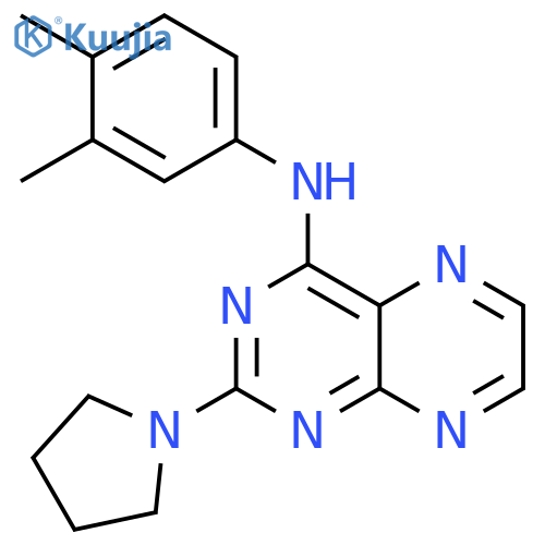 N-(3,4-dimethylphenyl)-2-(pyrrolidin-1-yl)pteridin-4-amine structure