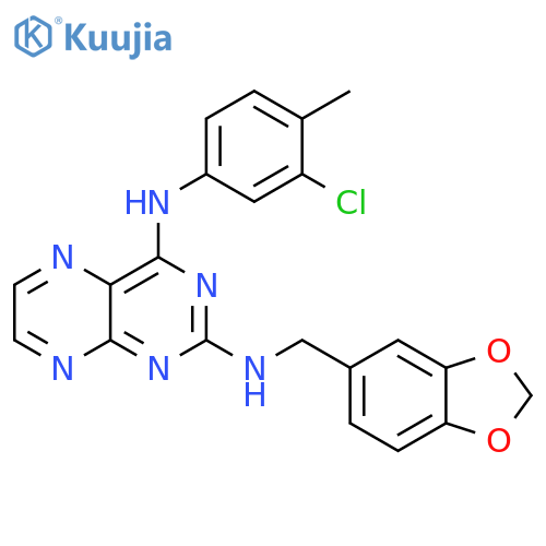 N2-(2H-1,3-benzodioxol-5-yl)methyl-N4-(3-chloro-4-methylphenyl)pteridine-2,4-diamine structure