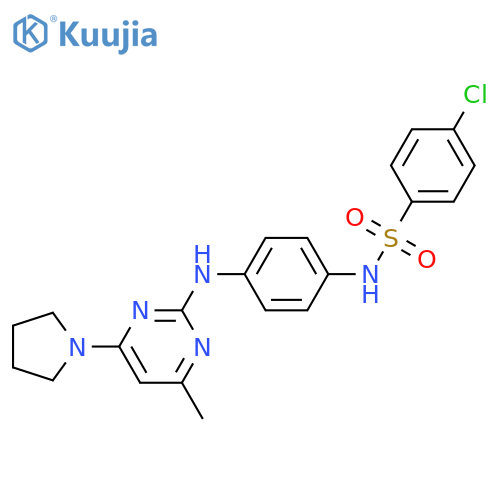 4-chloro-N-(4-{4-methyl-6-(pyrrolidin-1-yl)pyrimidin-2-ylamino}phenyl)benzene-1-sulfonamide structure