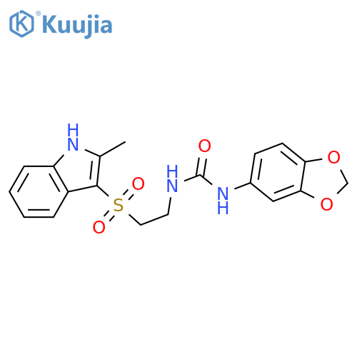 1-(2H-1,3-benzodioxol-5-yl)-3-{2-(2-methyl-1H-indol-3-yl)sulfonylethyl}urea structure