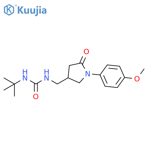 3-tert-butyl-1-{1-(4-methoxyphenyl)-5-oxopyrrolidin-3-ylmethyl}urea structure
