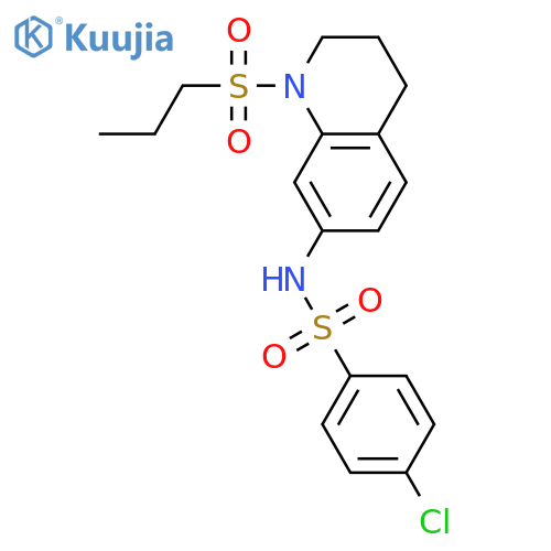 4-chloro-N-1-(propane-1-sulfonyl)-1,2,3,4-tetrahydroquinolin-7-ylbenzene-1-sulfonamide structure